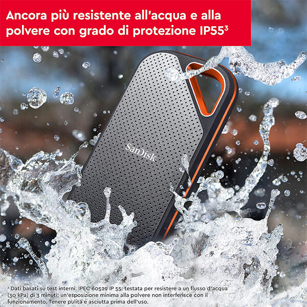 SanDisk Extreme PRO 4TB | SSD portatile, USB-C USB 3.2 Gen 2x2, Unità a  stato solido NVMe esterna, fino a 2000 MB/s, Indice di protezione IP65 per  la resistenza ad acqua e